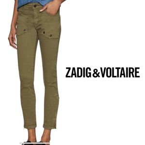 Zadig & Voltaire Evron Cotton Slim Cut Pants – Olive Green – Size 28